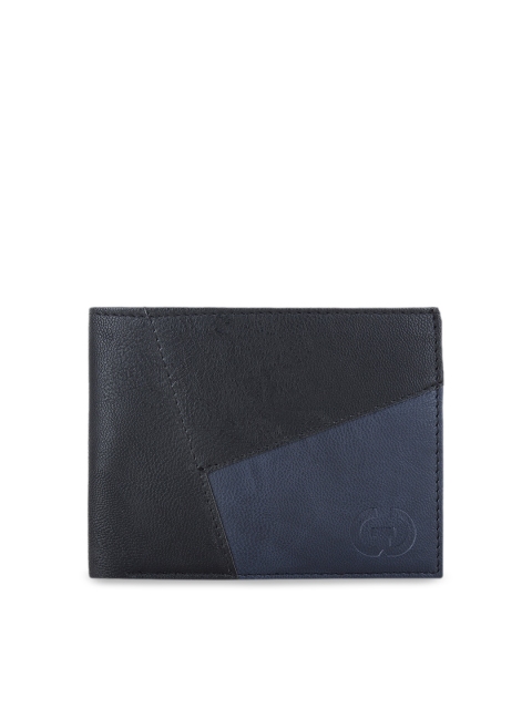 

Greywood Men Black Solid Two Fold Leather Wallet