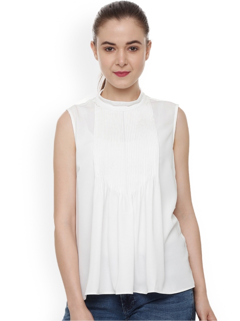 

Van Heusen Women White Solid A-Line Top