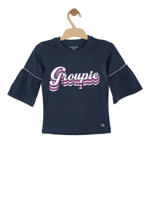 

Stupid Cupid Girls Navy Blue Printed Top