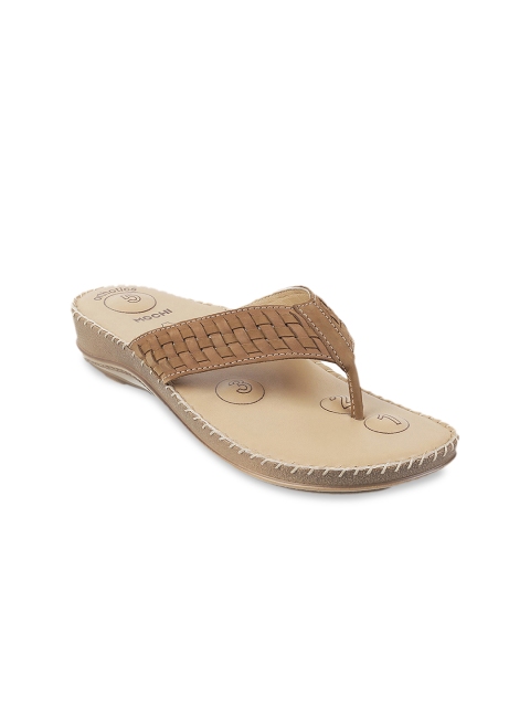

Mochi Women Beige Textured Leather Open Toe Flats