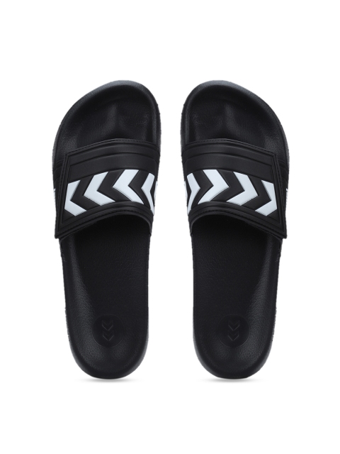 

hummel Unisex Black Printed Sliders
