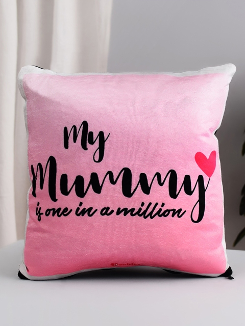 

Archies Pink & Black Printed Square Cushion