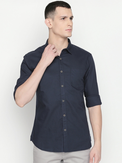 

BYFORD by Pantaloons Men Navy Blue Slim Fit Solid Casual Shirt