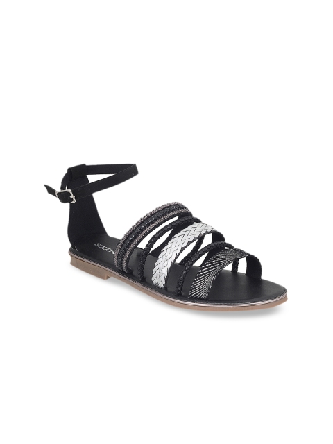 

SOLE HEAD Women Black Solid Open Toe Flats