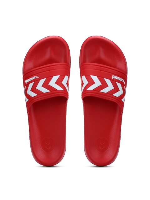 

hummel Unisex Red Printed Sliders