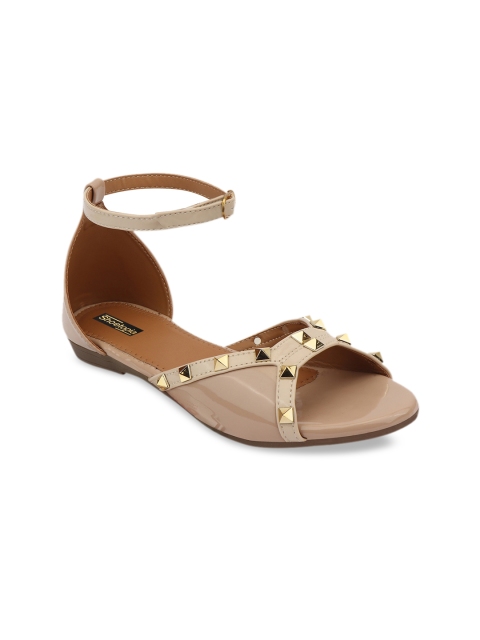 

Shoetopia Women Brown Solid Open Toe Flats, Beige