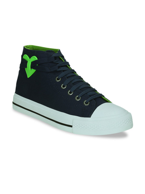 

Kielz Women Navy Blue Solid Canvas Mid-Top Sneakers