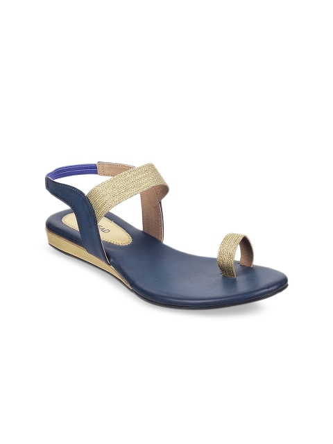 

SOLE HEAD Women Gold-Toned Woven Design One Toe Flats