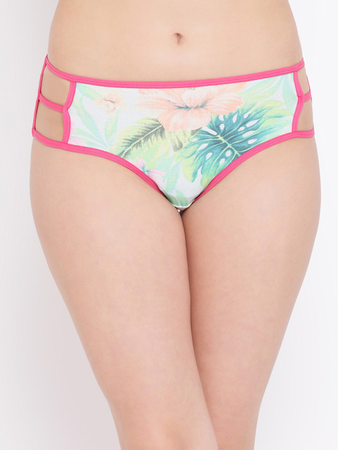 

Clovia Women Green & Pink Printed Hipster Briefs PN3114P11XL