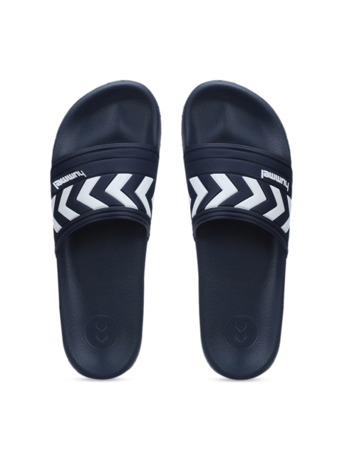 

hummel Unisex Navy Blue Printed Sliders