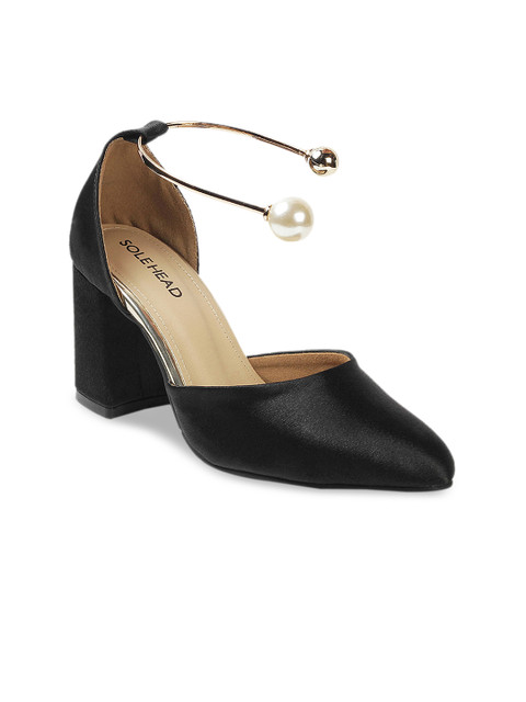 

SOLE HEAD Women Black Solid Pumps