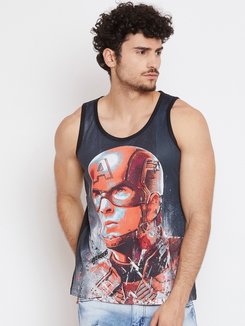 

Marvel by Wear Your Mind Men Black Captain America Printed Round Neck T-shirt