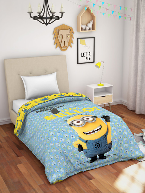 

SPACES Blue & Yellow Cartoon Characters AC Room 150 GSM Single Bed Comforter