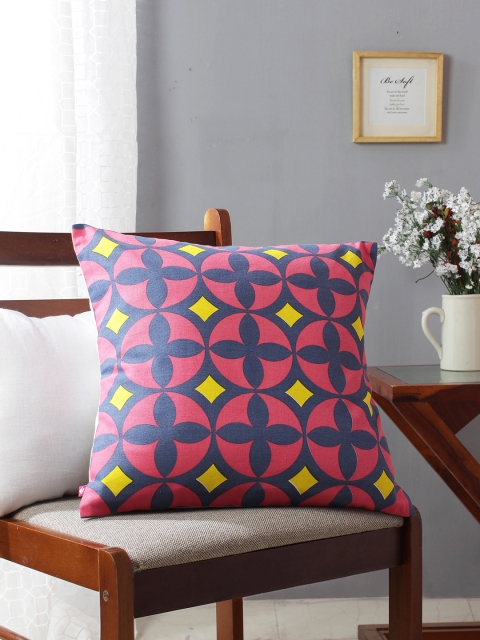 

India Circus by Krsnaa Mehta Multicoloured 100 GSM Single Geometric Square Cushion Cover, Multi