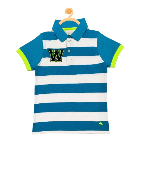 

Cherry Crumble Unisex Kids White Striped Polo Collar T-shirt