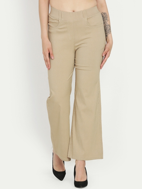 

Westwood Women Beige Relaxed Loose Fit Solid Bootcut Trousers