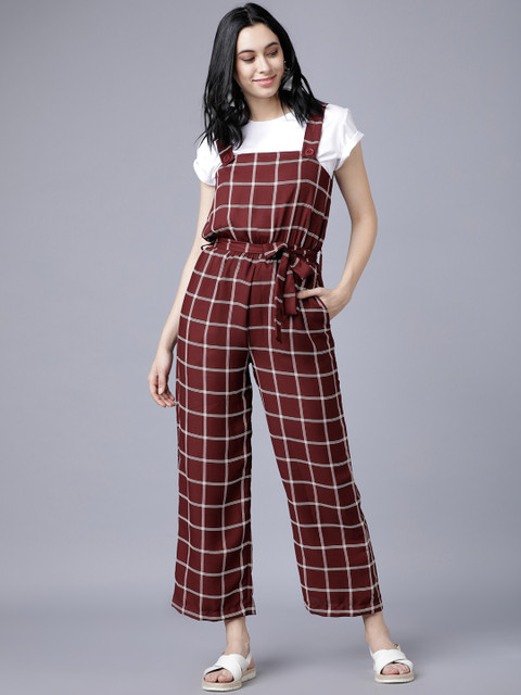 

Tokyo Talkies Burgundy Printed Basic Jumpsuit