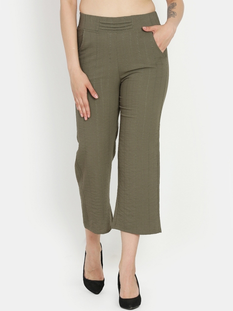 

Westwood Women Olive Green Relaxed Loose Fit Solid Parallel Trousers