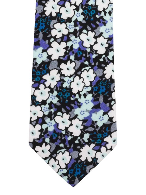 

The Tie Hub Men Black & Purple Printed Skinny Tie