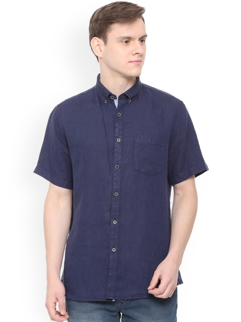 

Van Heusen Sport Men Blue Slim Fit Solid Linen Casual Shirt