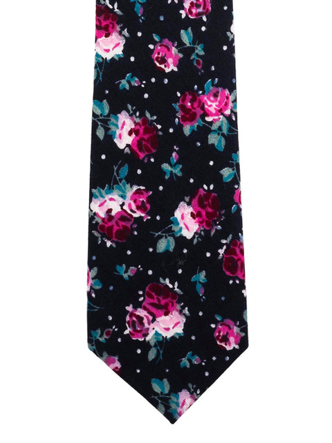 

The Tie Hub Men Blue & Pink Printed Skinny Tie