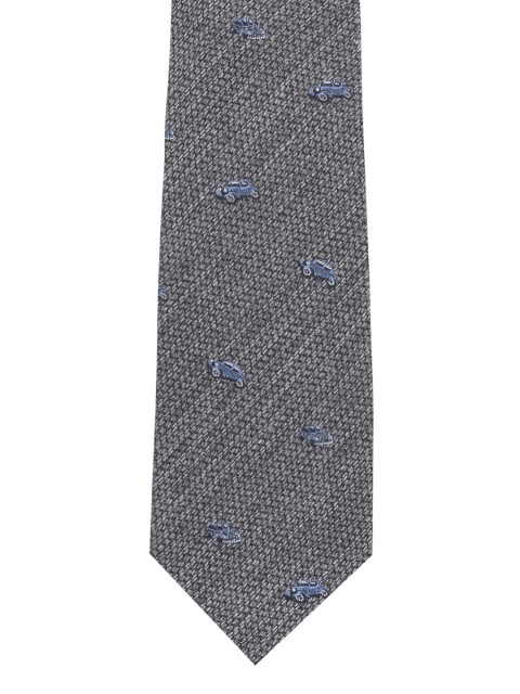 

The Tie Hub Men Grey Woven Design Skinny Tie