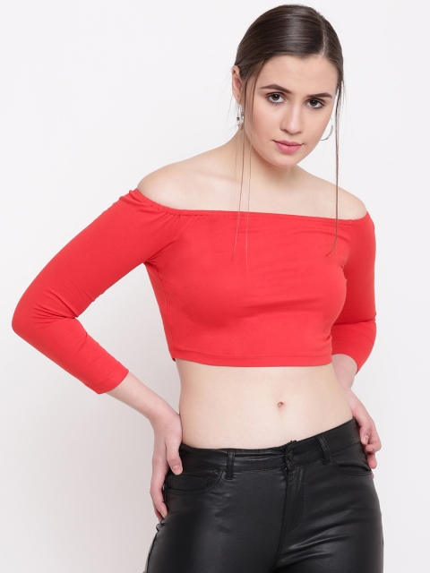 

Texco Women Red Solid Bardot Top