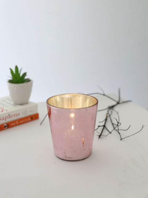

HOME DECOR INDIA Pink & Gold-Toned Textured Candle Votive