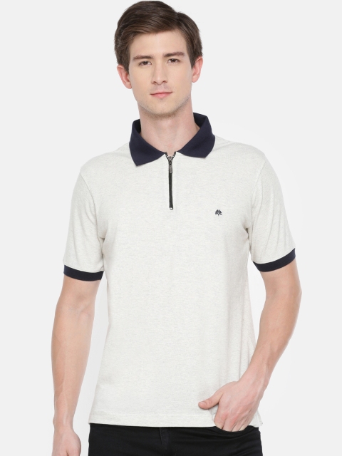

Chennis Men Off-White Solid Polo Collar T-shirt