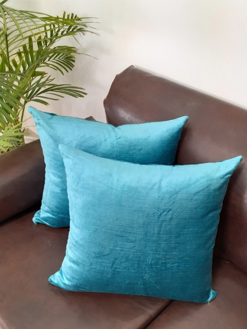 

Avira Home Set of 2 Solid Velvet Cushion Covers, Blue
