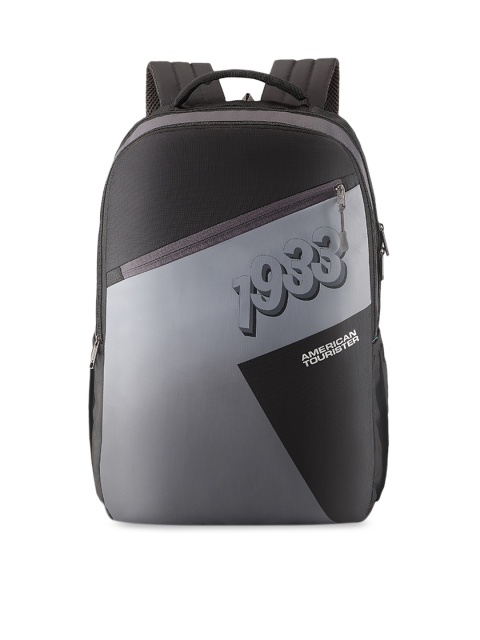 

AMERICAN TOURISTER Unisex Black & Grey Colourblocked Backpack
