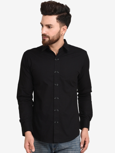 

Zotw Men Black Slim Fit Solid Casual Shirt