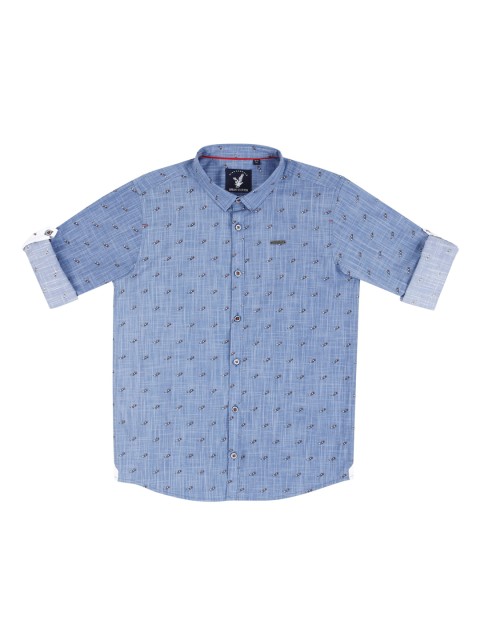 

URBAN SCOTTISH Boys Blue Regular Fit Printed Casual Shirt
