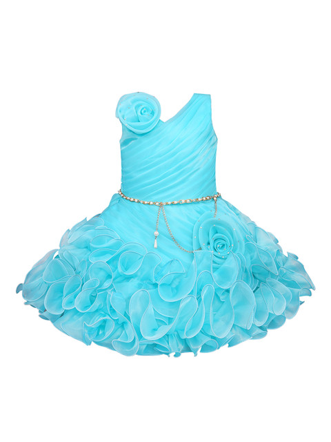 

Wish Karo Girls Blue Solid Fit and Flare Dress