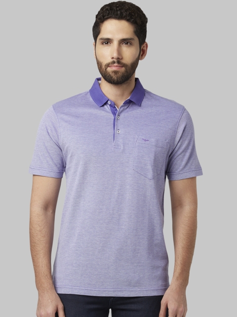 

Park Avenue Men Purple Solid Polo Collar T-shirt