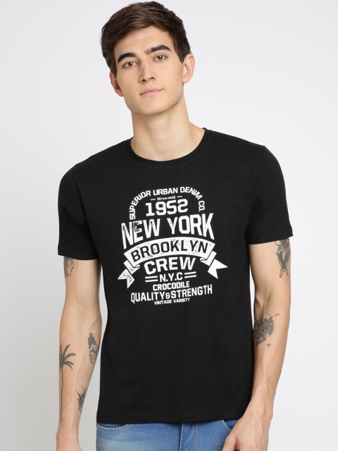 

Crocodile Men Black Printed Round Neck T-shirt