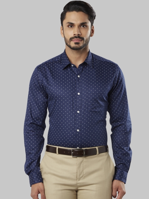 

Next Look Men Navy Blue Slim Fit Printed Formal Shirt