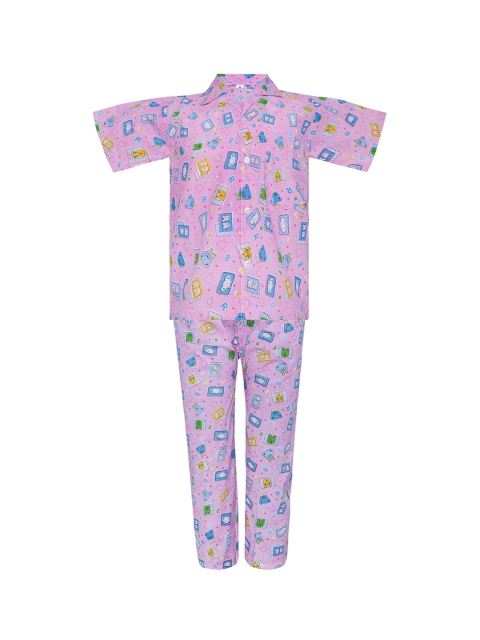 

Punkster Boys Pink & Blue Printed Night suit 6588B