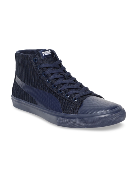 

Puma Men Navy Blue Woven Design Mesh Mid-Top Sneakers