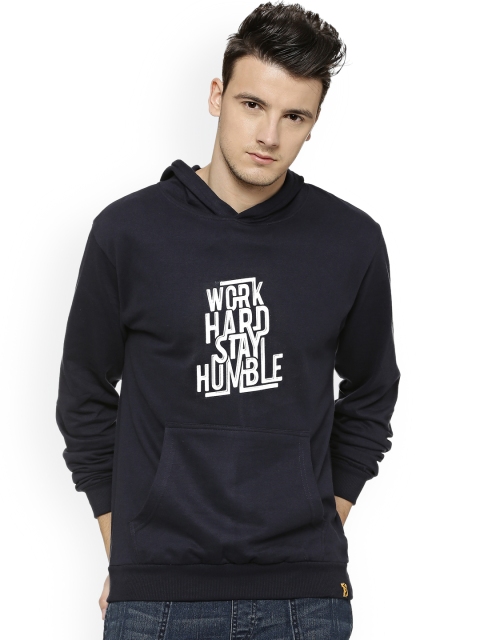 

Campus Sutra Men Blue Printed Hooded Sweatshirt