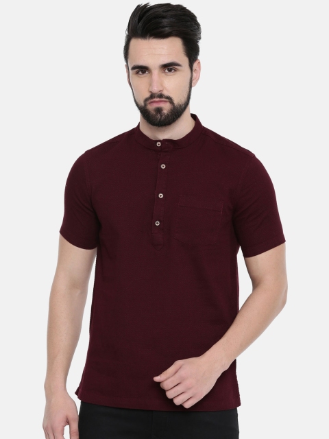 

IMYOUNG Men Maroon Slim Fit Solid Casual Shirt