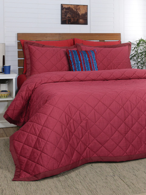 

MASPAR Red Printed Polycotton 110GSM Double Quilt Set