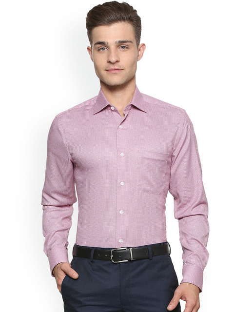 

Louis Philippe Men Pink Regular Fit Printed Formal Shirt