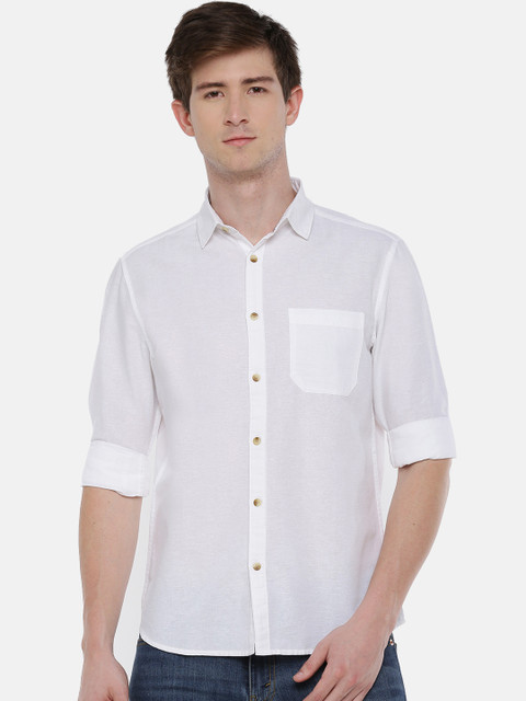 

Chennis Men White Slim Fit Solid Casual Shirt