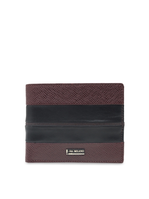 

Da Milano Men Black & Brown Colourblocked Leather Two Fold Wallet