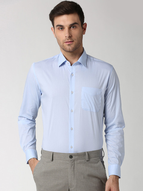 

Peter England Elite Men Blue Slim Fit Self Design Formal Shirt