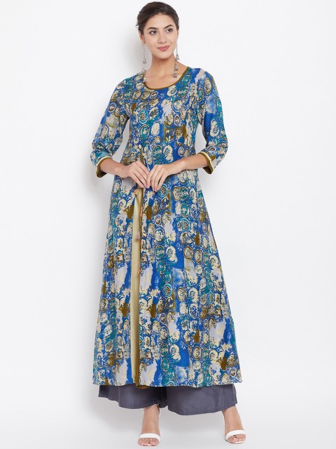 

rangeelo rajasthan Women Blue Printed A-Line Kurta