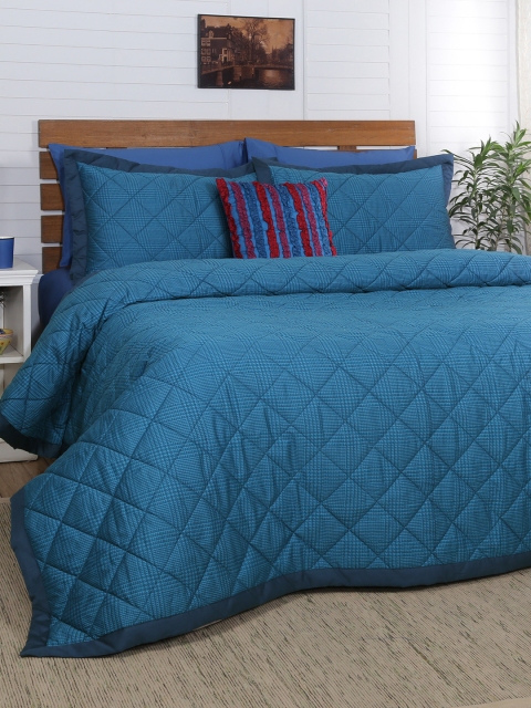 

MASPAR Blue Printed Polycotton 110GSM Double Quilt Set