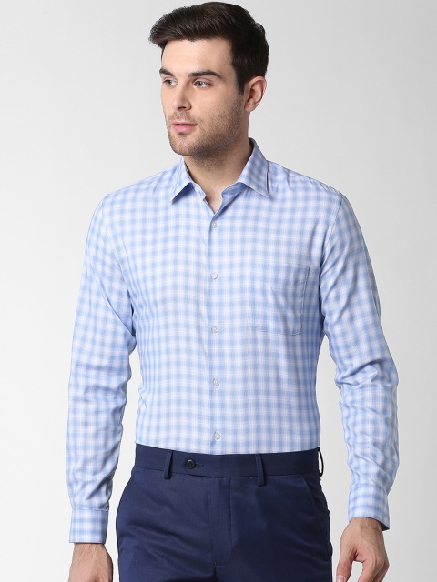 

Peter England Elite Men Blue & White Slim Fit Checked Formal Shirt