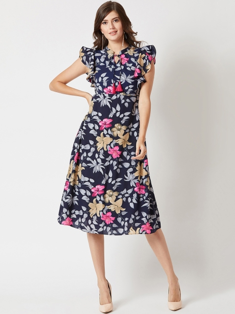 

Miss Chase Women Navy Blue Fit and Flare Dress